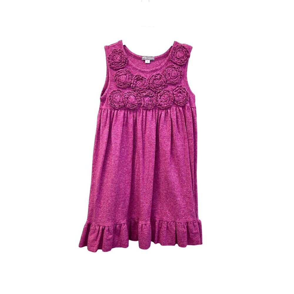 Petit Confection Sleeveless Purple Dress ST Rosette Detail & Ruffled Hem 3946